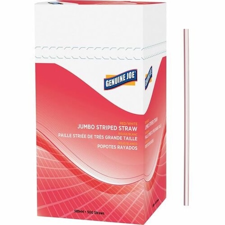 Genuine Joe STRAW, JUMBO, STRIPE, 500PK GJO58944